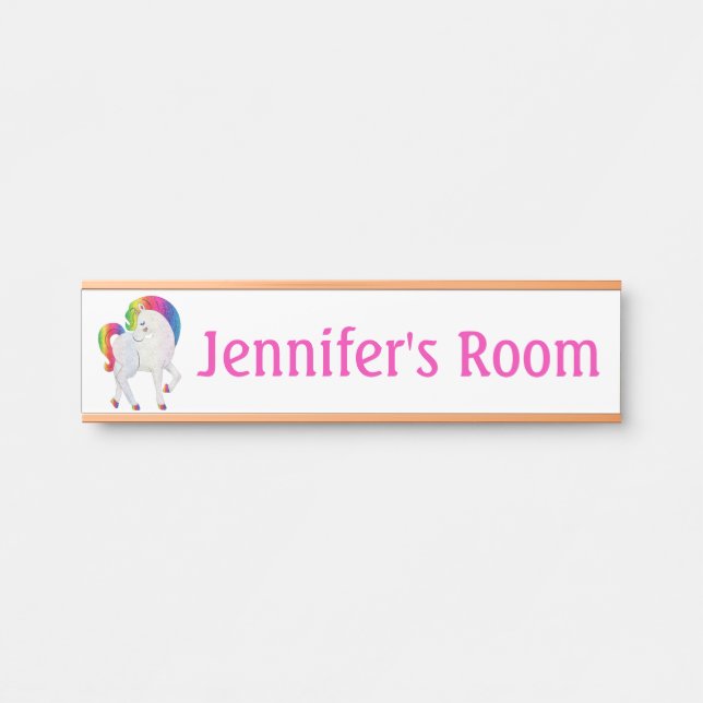 Unicorn Girl's Bedroom Door Sign Name Plate (Front)