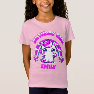 Unicorn Girls Birthday T-Shirt   Editable