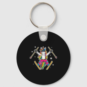 Unicorn Girls Cute Skiing Ski Team Coach Instructo Key Ring