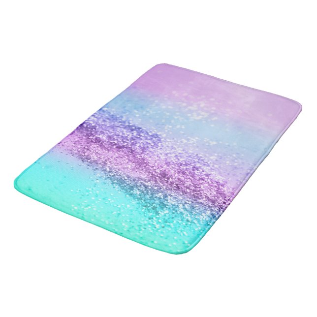 Unicorn Girls Glitter #14 #shiny #decor #art Bath Mat (Angled)
