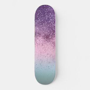 Unicorn Girls Glitter #6d (Faux Glitter) #shiny Skateboard