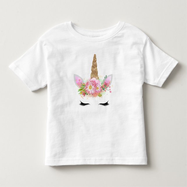 Unicorn Girls Gold Glitter Peplum Top (Front)