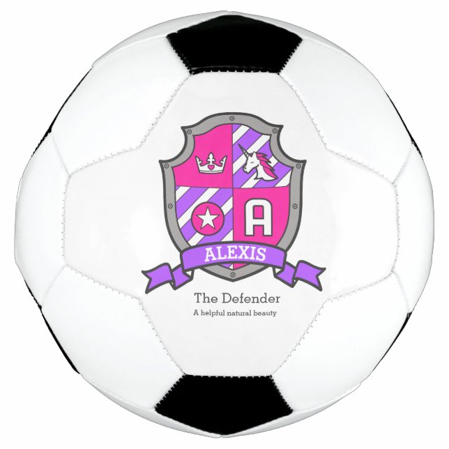 Unicorn girls name meaning Alexis pink purple Soccer Ball (Front)