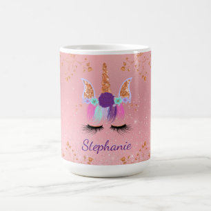 Unicorn Girly Blush Pink Glitter Rose Gold Coffee Mug
