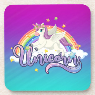 Unicorn Girly For Her Girls Rainbow Ombre Coaster