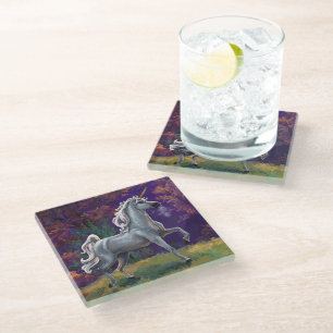 Unicorn Glade Art Glass Coaster