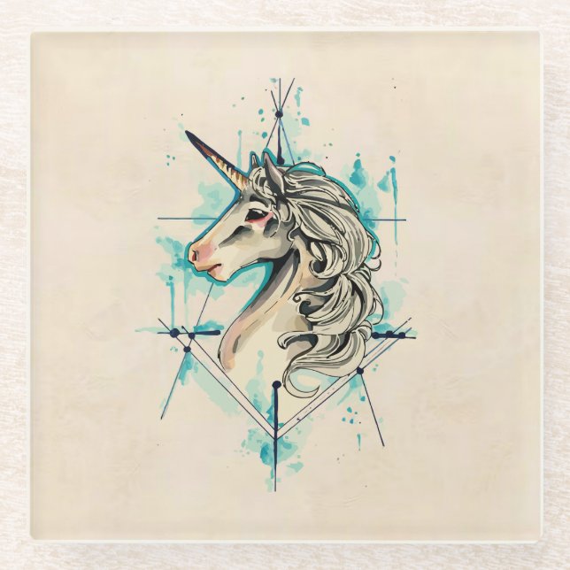 Unicorn Glass Coaster (Front)
