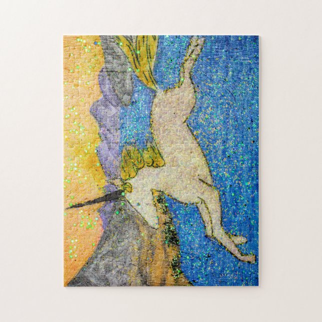 Unicorn Gliding Over Evolution Lake Jigsaw Puzzle (Vertical)