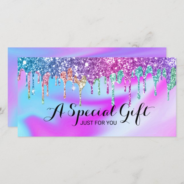 Unicorn Glitter Drips Salon Gift Certificates (Front/Back)