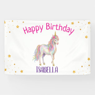Unicorn Glitter Girls Birthday Banner