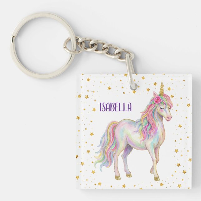 Unicorn Glitter Girls Key Ring (Front)