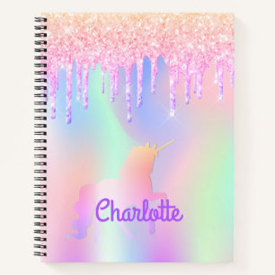 Unicorn glitter pink iridescent  notebook