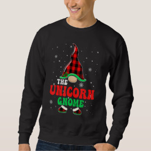 Unicorn Gnome Buffalo Plaid Matching Family Christ Sweatshirt