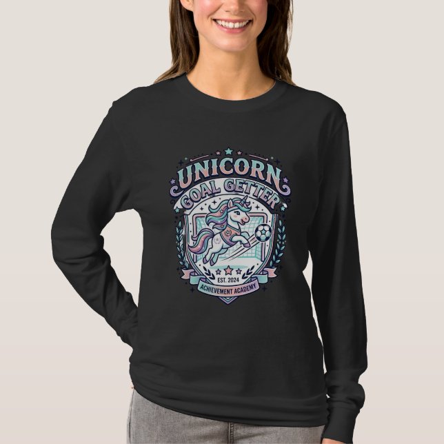 Unicorn Goal Getter Retro Style Graphic Tee Design (Front)