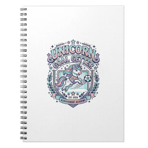 Unicorn Goal Getter Retro Style Graphic Tee Design Notebook