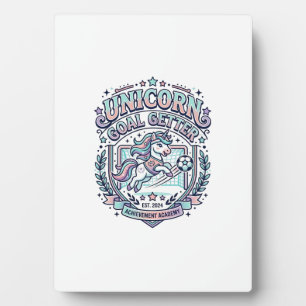 Unicorn Goal Getter Retro Style Graphic Tee Design Plaque