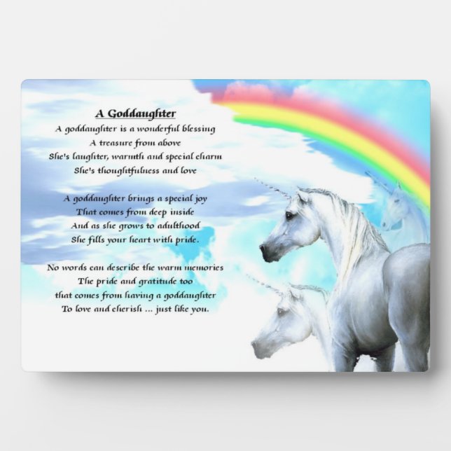 Unicorn goddaughter poem plaque (Front)