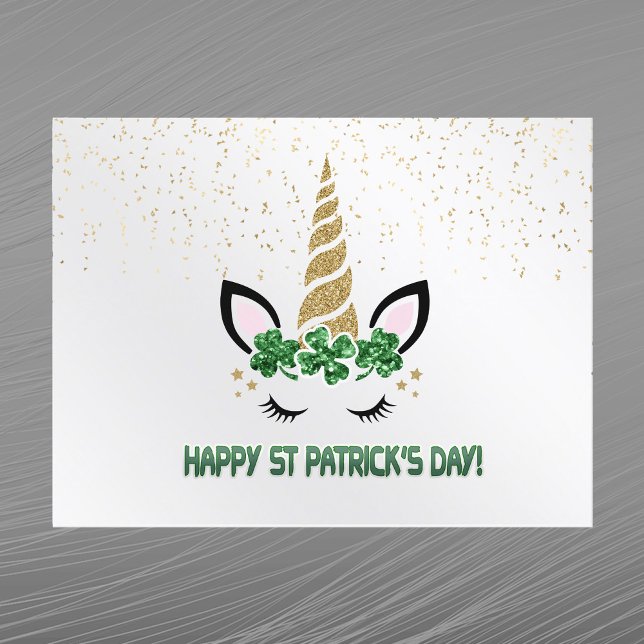 Unicorn Gold Green Shamrock St Patricks Day Holiday Postcard (Creator Uploaded)