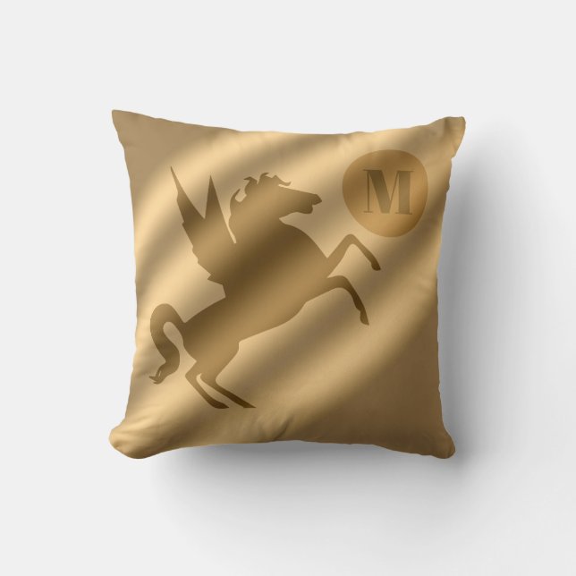 Unicorn Gold Luxury Monogram Cushion (Front)