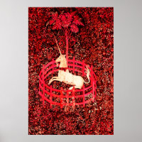 UNICORN GOTHIC FANTASY FLOWERS,RED FLORAL MOTIFS