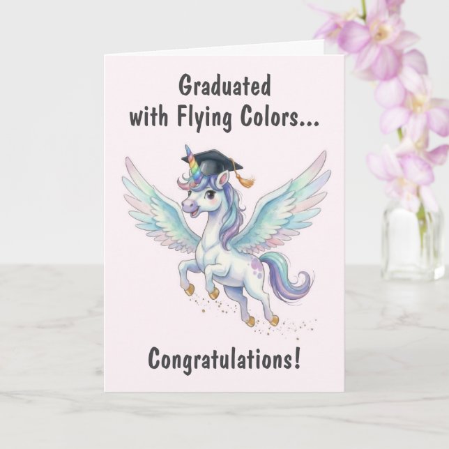 Unicorn Graduation Card (Orchid)