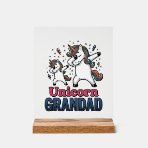 Unicorn Grandad Vintage Engraving Shirt Design_1 Acrylic Sign