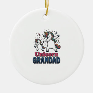 Unicorn Grandad Vintage Engraving Shirt Design_1 Ceramic Tree Decoration