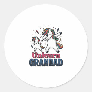 Unicorn Grandad Vintage Engraving Shirt Design_1 Classic Round Sticker