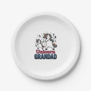 Unicorn Grandad Vintage Engraving Shirt Design_1 Paper Plate
