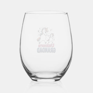 Unicorn Grandad Vintage Engraving Shirt Design_1 Stemless Wine Glass