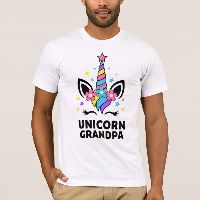 Unicorn Grandpa Birthday Party Family T-Shirt (Front)