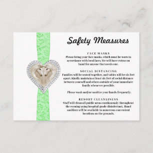 Unicorn Green Lace Safety Measures Enclosure Card