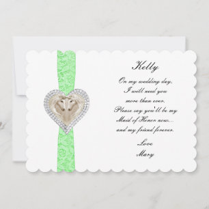 Unicorn Green Lace Wedding Maid Of Honour Card