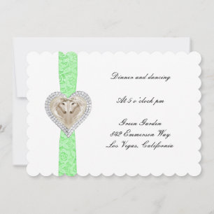 Unicorn Green Lace Wedding Reception Card