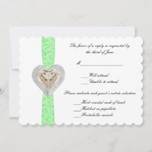 Unicorn Green Lace Wedding Response Card