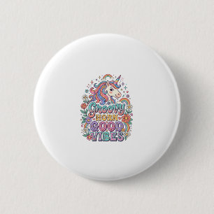 Unicorn Groovy Horn Good Vibes Charming POD Artwor 6 Cm Round Badge