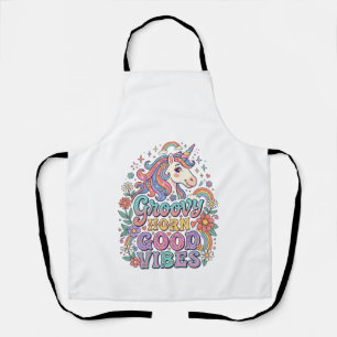 Unicorn Groovy Horn Good Vibes Charming POD Artwor Apron