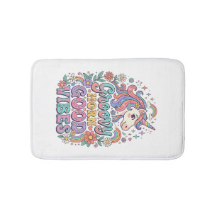 Unicorn Groovy Horn Good Vibes Charming POD Artwor Bath Mat