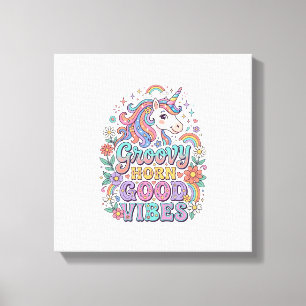 Unicorn Groovy Horn Good Vibes Charming POD Artwor Canvas Print