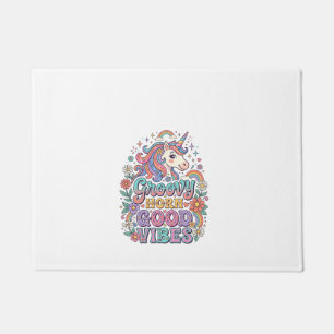 Unicorn Groovy Horn Good Vibes Charming POD Artwor Doormat