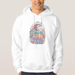 Unicorn Groovy Horn Good Vibes Charming POD Artwor Hoodie