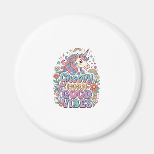 Unicorn Groovy Horn Good Vibes Charming POD Artwor Magnet