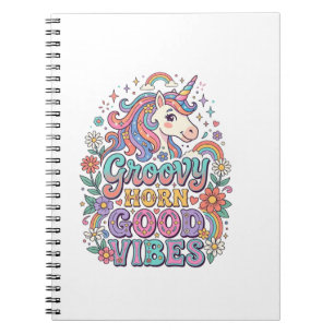 Unicorn Groovy Horn Good Vibes Charming POD Artwor Notebook