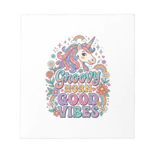 Unicorn Groovy Horn Good Vibes Charming POD Artwor Notepad