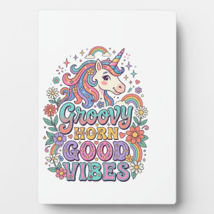 Unicorn Groovy Horn Good Vibes Charming POD Artwor Plaque