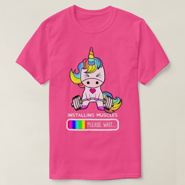 Unicorn Gym  Installing Muscles Unicorn Weightlift T-Shirt (Design Front)