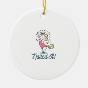 Unicorn Gymnast Gymnastics_ Nailed It T-Shirt Ceramic Tree Decoration