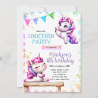 unicorn gymnastics birthday invite
