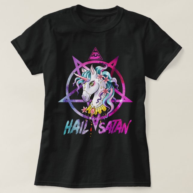 Unicorn Hail Satan Death Metal Rainbow Rave Men 67 T-Shirt (Design Front)