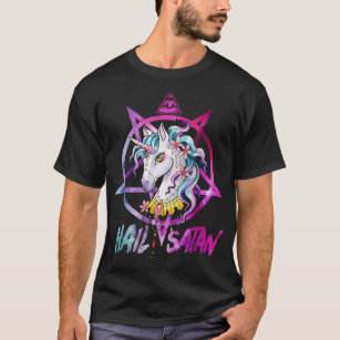Unicorn Hail Satan Death Metal Rainbow Rave Men 67 T-Shirt